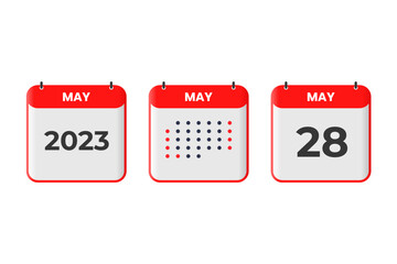 May 28 calendar design icon. 2023 calendar schedule, appointment, important date concept