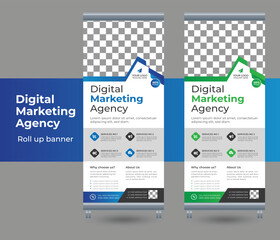 Digital marketing roll-up banner, pull-up, signage stand, standee roll-up banner, corporate banner, business flyer, agency print-ready banner template design
