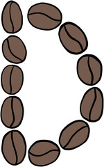 doodle freehand sketch drawing of coffee bean alphabet.