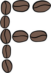 doodle freehand sketch drawing of coffee bean alphabet.