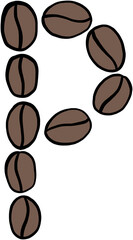doodle freehand sketch drawing of coffee bean alphabet.