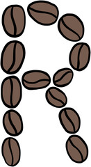 doodle freehand sketch drawing of coffee bean alphabet.