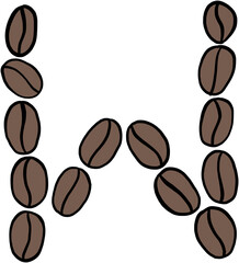 doodle freehand sketch drawing of coffee bean alphabet.