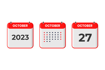 October 27 calendar design icon. 2023 calendar schedule, appointment, important date concept