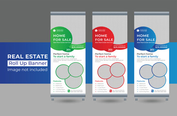 Real estate roll-up banner, pull-up, signage stand, standee roll-up banner, corporate banner, exhibition, business flyer, dl flyer, retractable banner, agency print-ready template design
