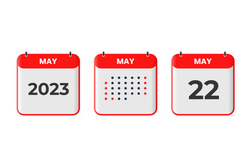 May 22 calendar design icon. 2023 calendar schedule, appointment, important date concept