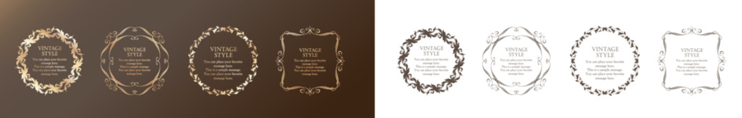 オシャレなフレーム。デザインテンプレート。ゴージャスな額のセット。