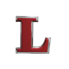 Letter L 3D render red color png