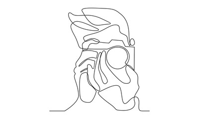 continuous line of photographer vector illustration