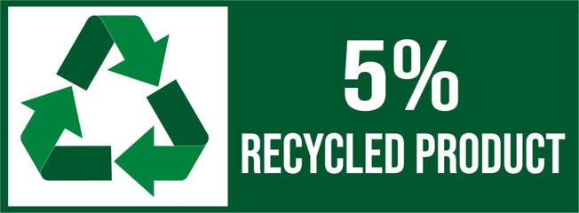 5% recycled product label icon sign