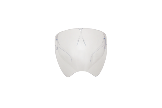 Face shield with transparent background, front view