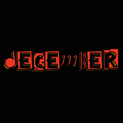 december text with retro style typograph, vintage