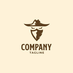 Logo design a combination of cowboy and shield.