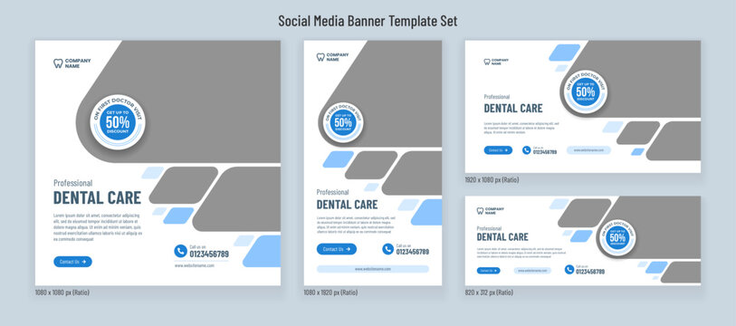Medical dental care banner social media post template or flyer design