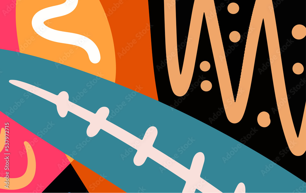 Aufkleber abstract trendy background design in ethnic style. retro modern illustration outline stroke pattern