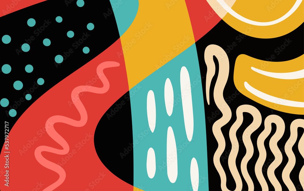 Aufkleber abstract trendy background design in ethnic style. retro modern illustration outline stroke pattern