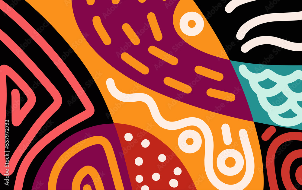 Aufkleber abstract trendy background design in ethnic style. retro modern illustration outline stroke pattern