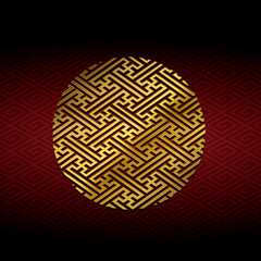 Oriental traditional geometric pattern illustration ( from Japan or China ) | Gold color