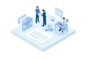 Hr managers searching new employee, isometric vector modern illustration