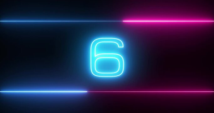 Neon bright glowing countdown timer from 10 to 0.
Images of digital, science fiction, near future, etc.