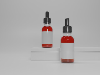 Dropper bottle mockup front view 3d rendering 