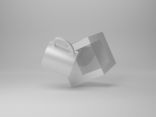 Mug with box mockup with 3d rendering 