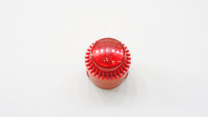 red alarm light, will be turned on when a dangerous condition occurs. isolated white background