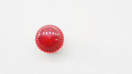 red alarm light, will be turned on when a dangerous condition occurs. isolated white background
