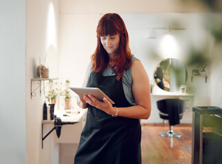 Salon, business and hairdresser management on tablet for cosmetic style product organisation app....
