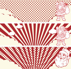 Christmas　サンタクロースのバナーイラストセット　フレーム　コピースペース　背景　かわいい　素材