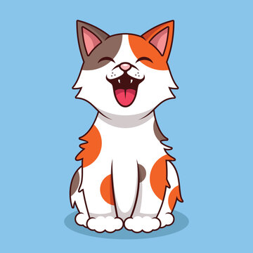 Cute cat yawning cartoon illustration