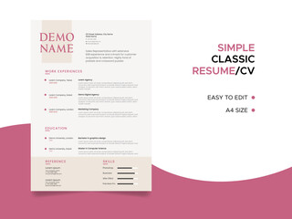 Resume template. CV professional or designer jobs resumes. Work in best corporate. Professional job hiring list, business work hr interview document vector illustration