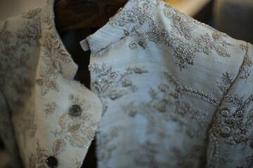 Bangalore, India 9th September 2022: Sherwani and mojadi. Indian Groom Attire. Wedding Sherwani....
