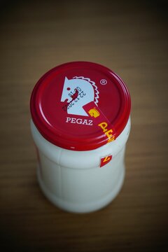 Polish Pegaz brand mayonnaise in a glass jar on a table