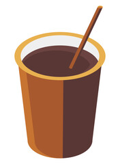 coffee cup with straw isometric