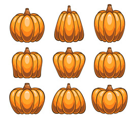Halloween pumpkin shape set icons design vector. Autumn holidays collection symbol illustration.