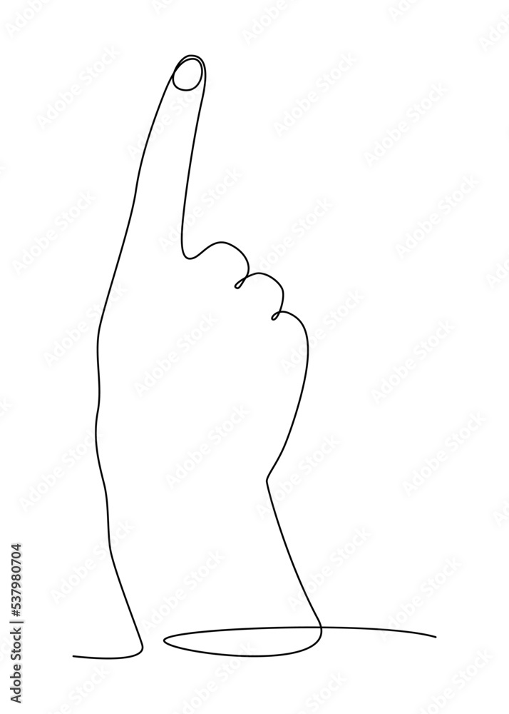 Poster one continuous line drawing of pointing index finger. thin line illustration vector concept. contour