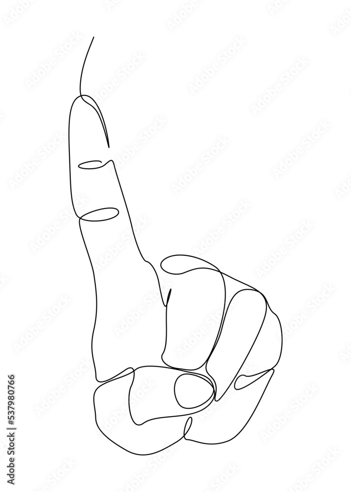 Poster one continuous line drawing of pointing index finger. thin line illustration vector concept. contour