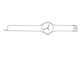 One continuous line drawing of wristwatch. Thin Line Illustration vector concept. Contour Drawing Creative ideas.