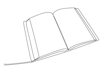 One continuous line drawing of opened book. Thin Line Illustration vector concept. Contour Drawing Creative ideas.
