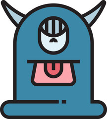 funny cartoon monster character icon