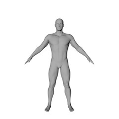 Standing man. 3D rendering illustration. Front view.