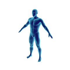 Standing man. 3D rendering illustration. Luminance effect.