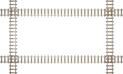 Railway track frame. 3D rendering illustration.