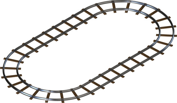 Railway track frame. 3D rendering illustration. Isometric projection.