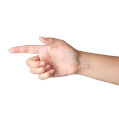 Closeup Beautiful female hand count from one to five gesture Isolated on blank white background. Set of woman palms raised fingers gesture numbers concept for people thumb nail solution.