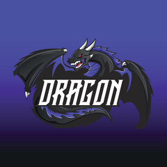 DRAGON MASCOT FOR ESPORT LOGO TEMPLATE VECTOR ILLUSTRATION