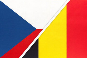 Czech Republic and Belgium, symbol of country. Czechia vs Belgian national flags.