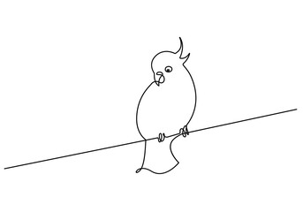 Bird Continuous One Line Drawing. Parrot Simple One Line Drawing. Cockatoo Minimalist Contour Illustration. Vector EPS 10. © Наталья Дьячкова
