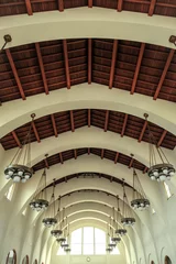 Foto auf Alu-Dibond Famous San Diego sightseeing city skyline landmark Depot train station in Art Deco and spanish Colonial architecture style breathtaking interiors and palm tree courtyard gardens with columns archway © Tamme